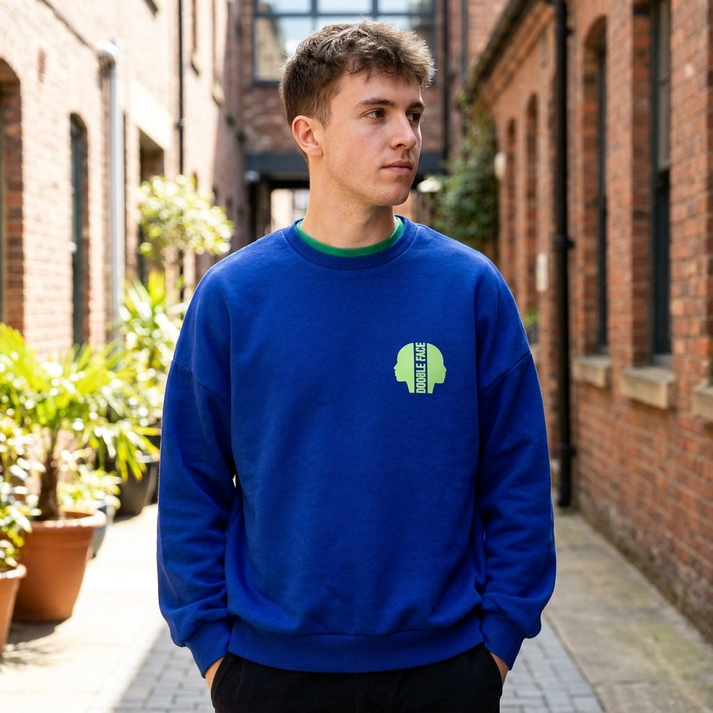 Sweat-shirt Réversible DOOBLE FACE — Bleu Royal & Vert Bouteille