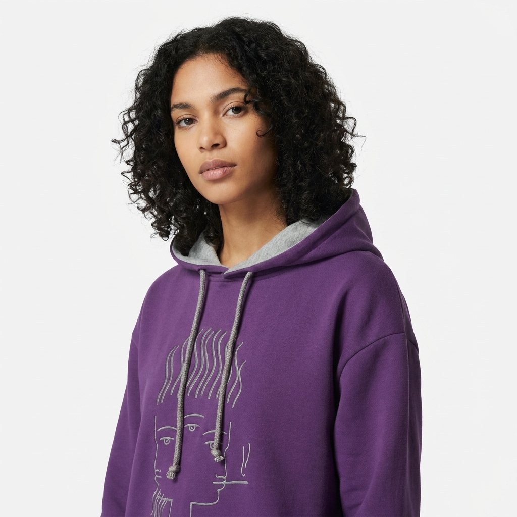 Sweat-shirt Réversible à Capuche DOOBLE FACE — Gris Chiné & Violet