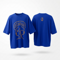 T-shirt Manches Courtes DOOBLE FACE — Bleu Royal & Illustration Graphique Jaune