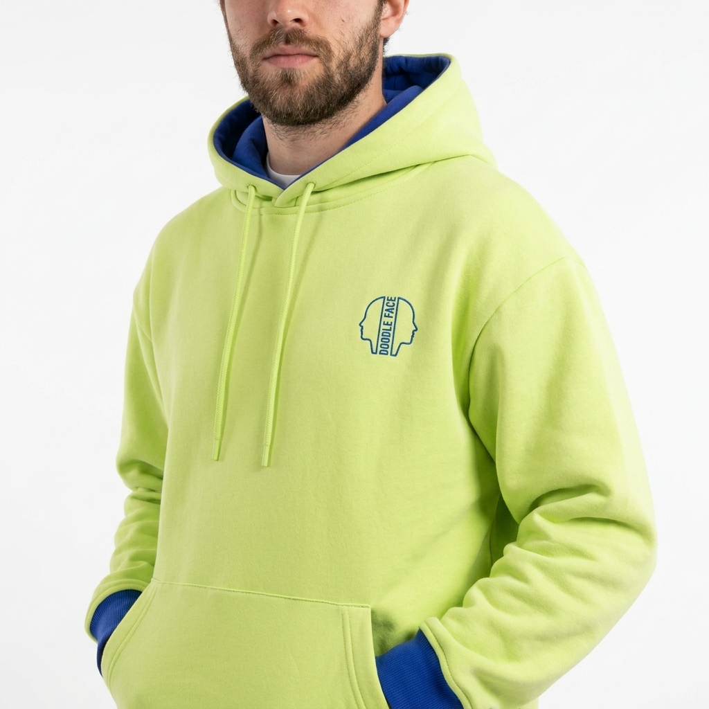 Sweat-shirt Réversible à Capuche DOOBLE FACE — Bleu Royal & Vert Citron