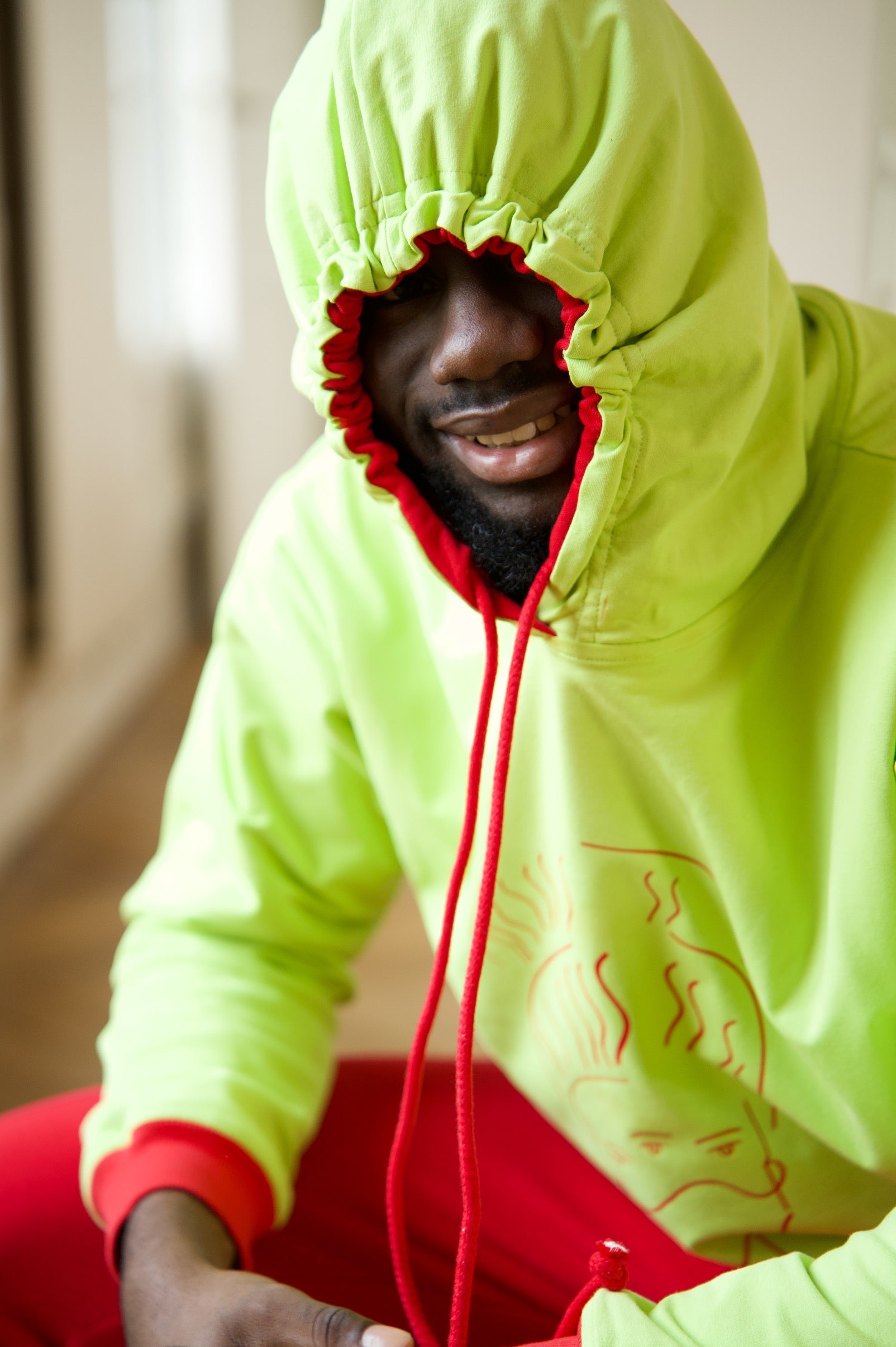 Sweat-shirt Réversible Mixte – Rouge / Vert Citron