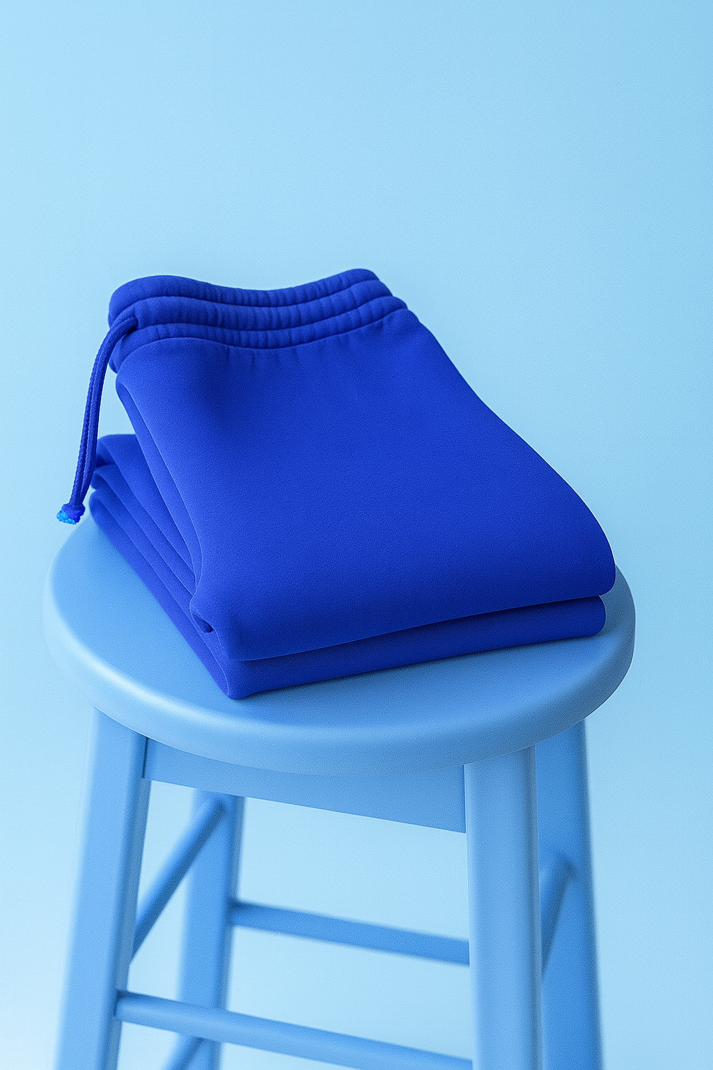 Pantalon Molleton DOOBLE FACE — Bleu Royal, Poches & Logo