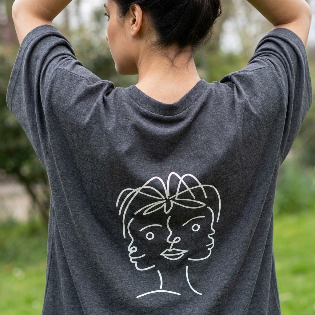 T-shirt Réversible Manches Courtes DOOBLE FACE — Gris Foncé & Gris Clair