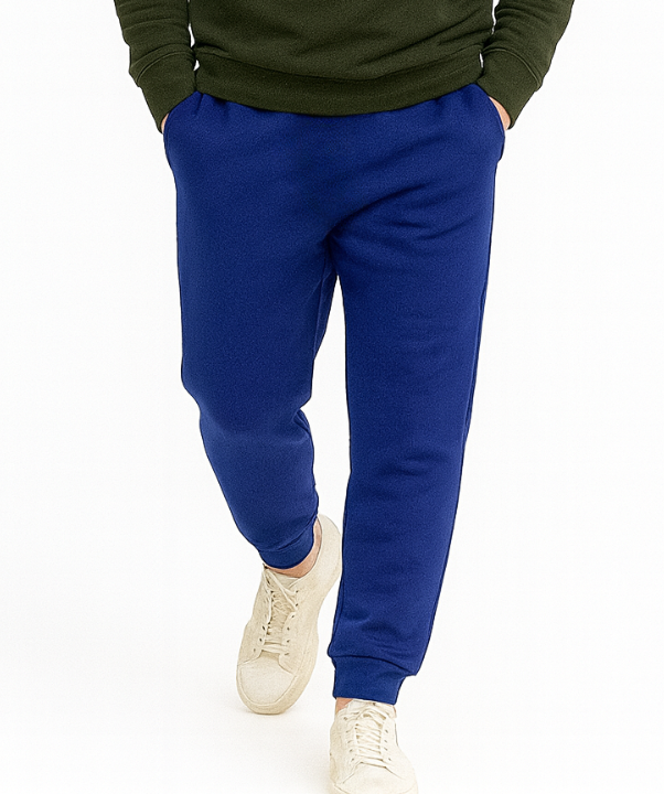 Pantalon Molleton DOOBLE FACE — Bleu Royal, Poches & Logo