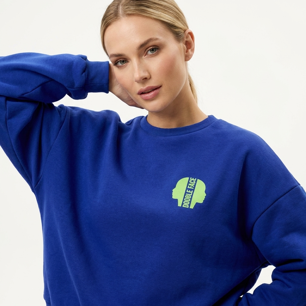 Sweat-shirt Réversible DOOBLE FACE — Bleu Royal & Vert Bouteille