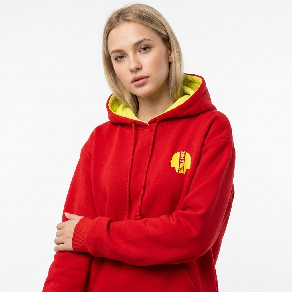 Sweat-shirt Réversible Mixte – Rouge / Vert Citron