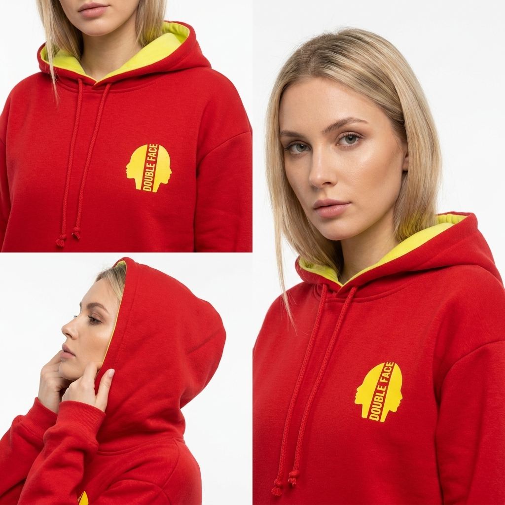 Sweat-shirt Réversible Mixte – Rouge / Vert Citron