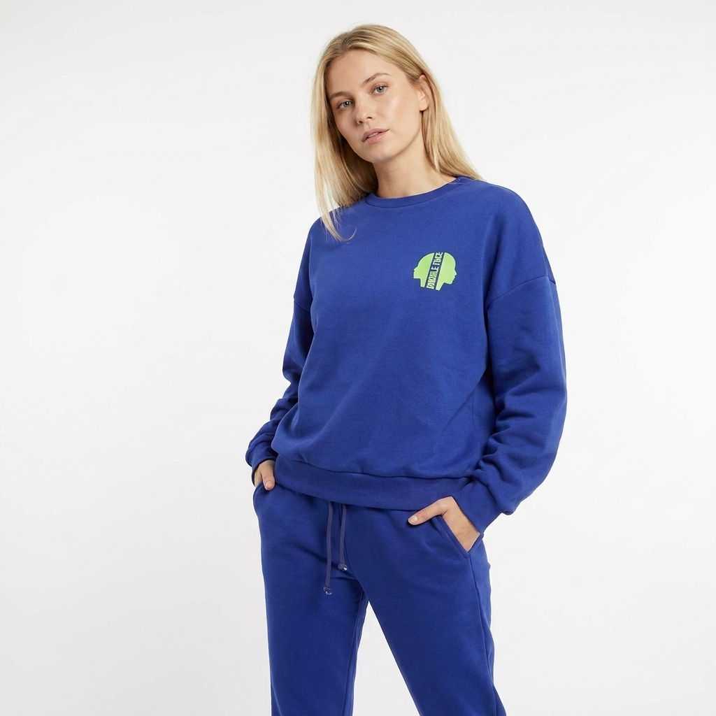 Sweat-shirt Réversible DOOBLE FACE — Bleu Royal & Vert Bouteille