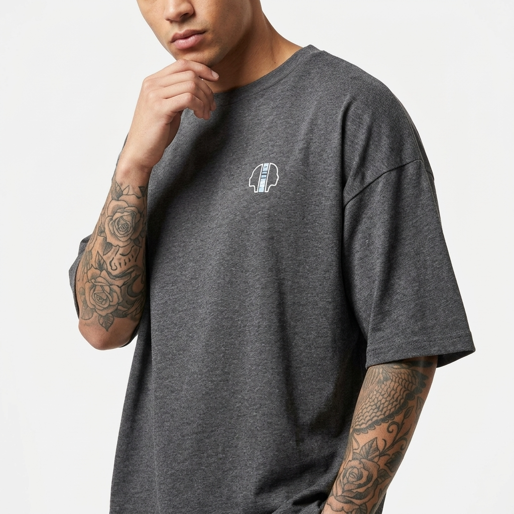T-shirt Réversible Manches Courtes DOOBLE FACE — Gris Foncé & Gris Clair