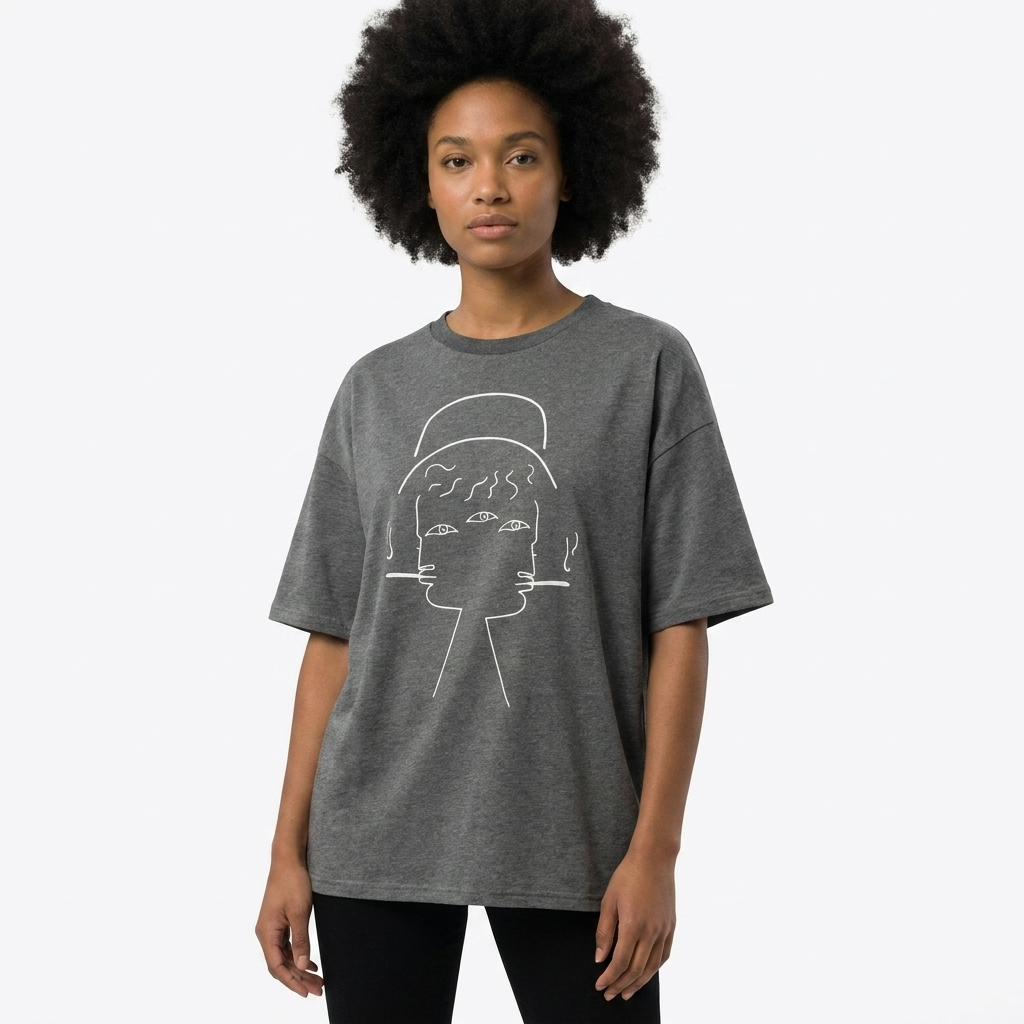 T-shirt Mixte Gris – Illustration Graphique