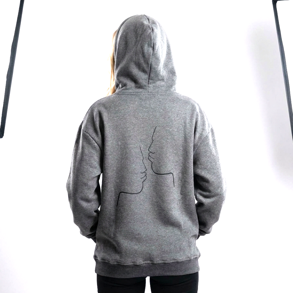 Sweat-shirt à Capuche DOOBLE FACE — Gris, Capuche Florale & Illustration Dos