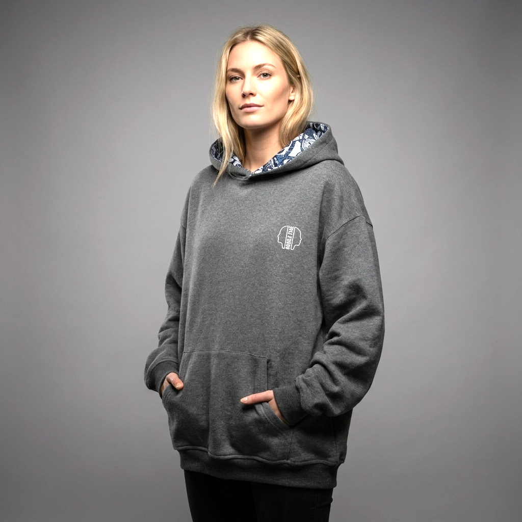 Sweat-shirt à Capuche DOOBLE FACE — Gris, Capuche Florale & Illustration Dos