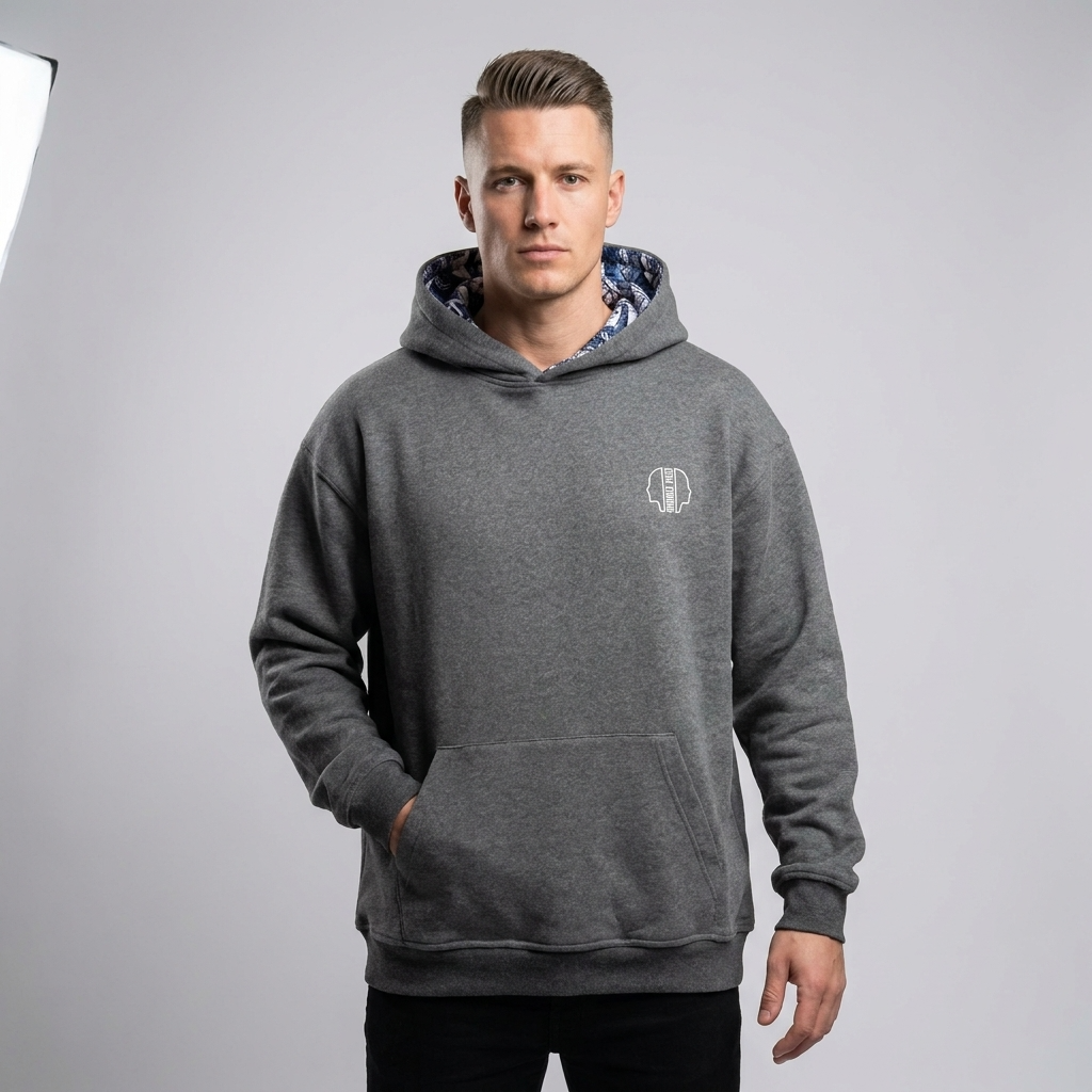 Sweat-shirt à Capuche DOOBLE FACE — Gris, Capuche Florale & Illustration Dos