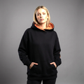 Sweat-shirt à Capuche DOOBLE FACE — Noir, Capuche Léopard Orange & Logo Dos