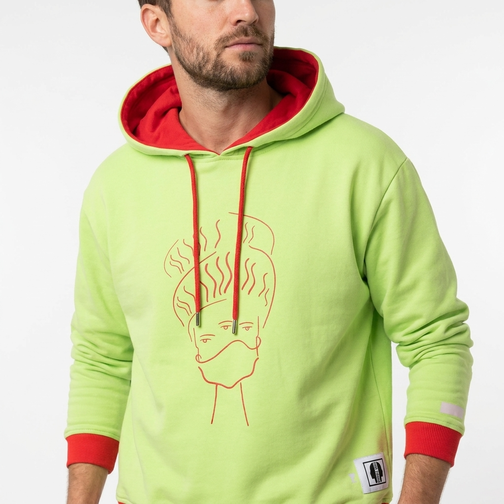 Sweat-shirt Réversible Mixte – Rouge / Vert Citron